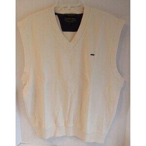 Alexander Julian Colours VTG V Neck Ribbed Cream Pullover Sweater Vest Size L